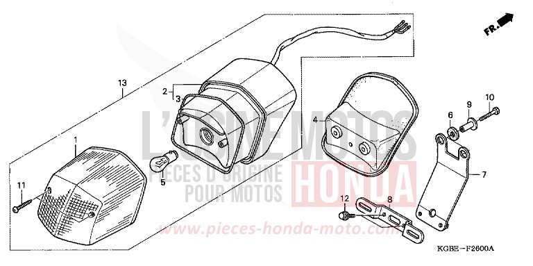 FEU ARRIERE de Shadow VT125C NOIR (NH1) de 2003